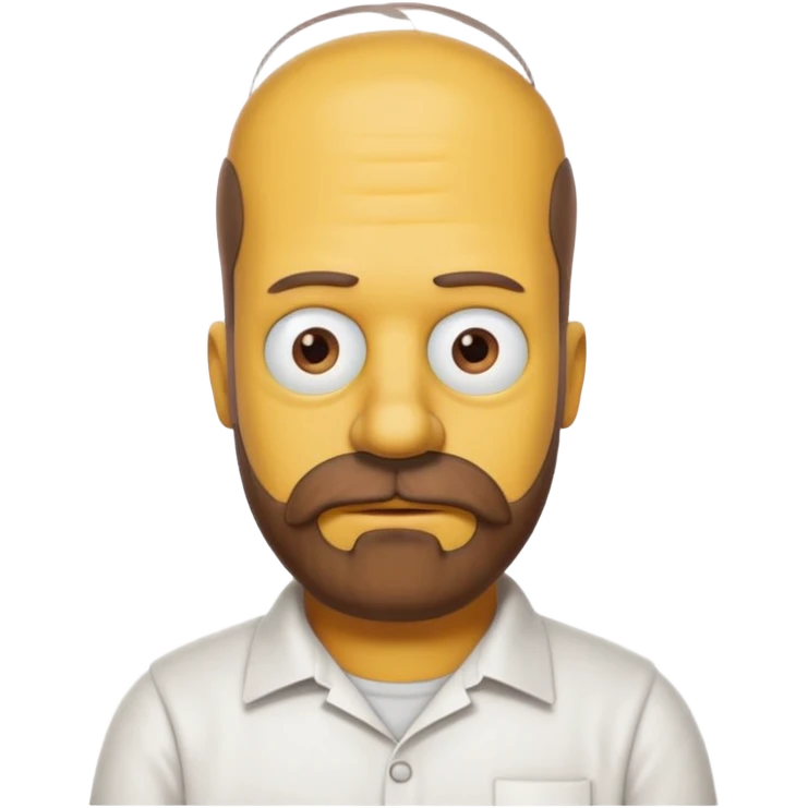 homer simpson white shirt beard an mustache must be one single brown piece not separated emoji