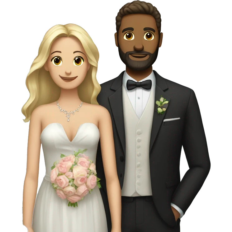 formal couple with flowers add beard to guy emoji