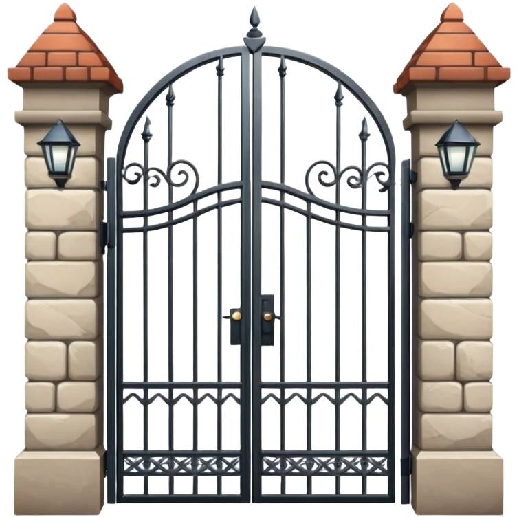 house entrance with iron gate and fence emoji