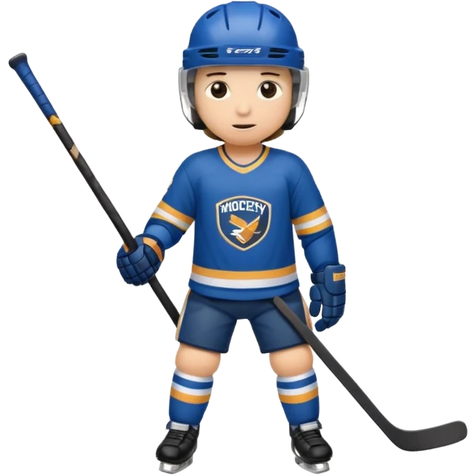 Hockey player with stick, full body emoji