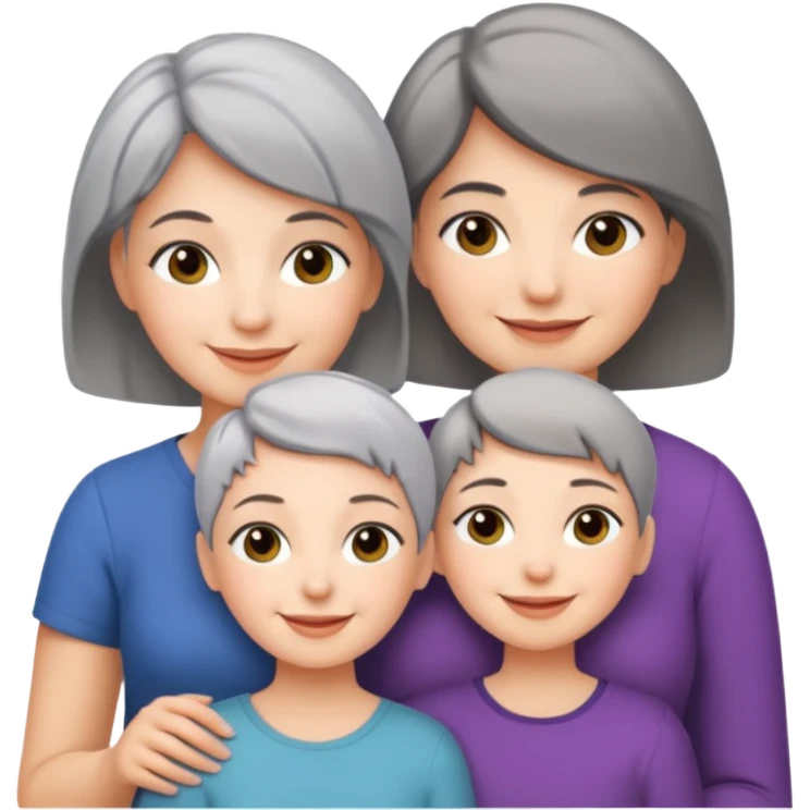 A mum with short Gray hair and her two adult daughters emoji