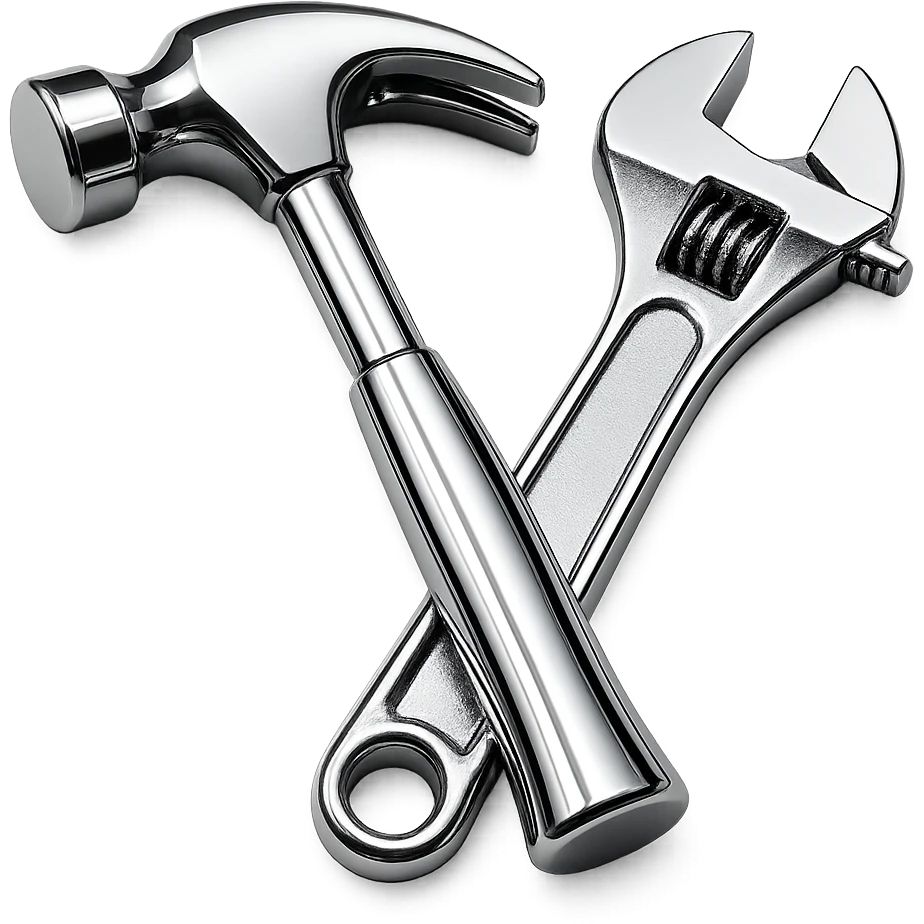 metalworking tools in chrome style emoji