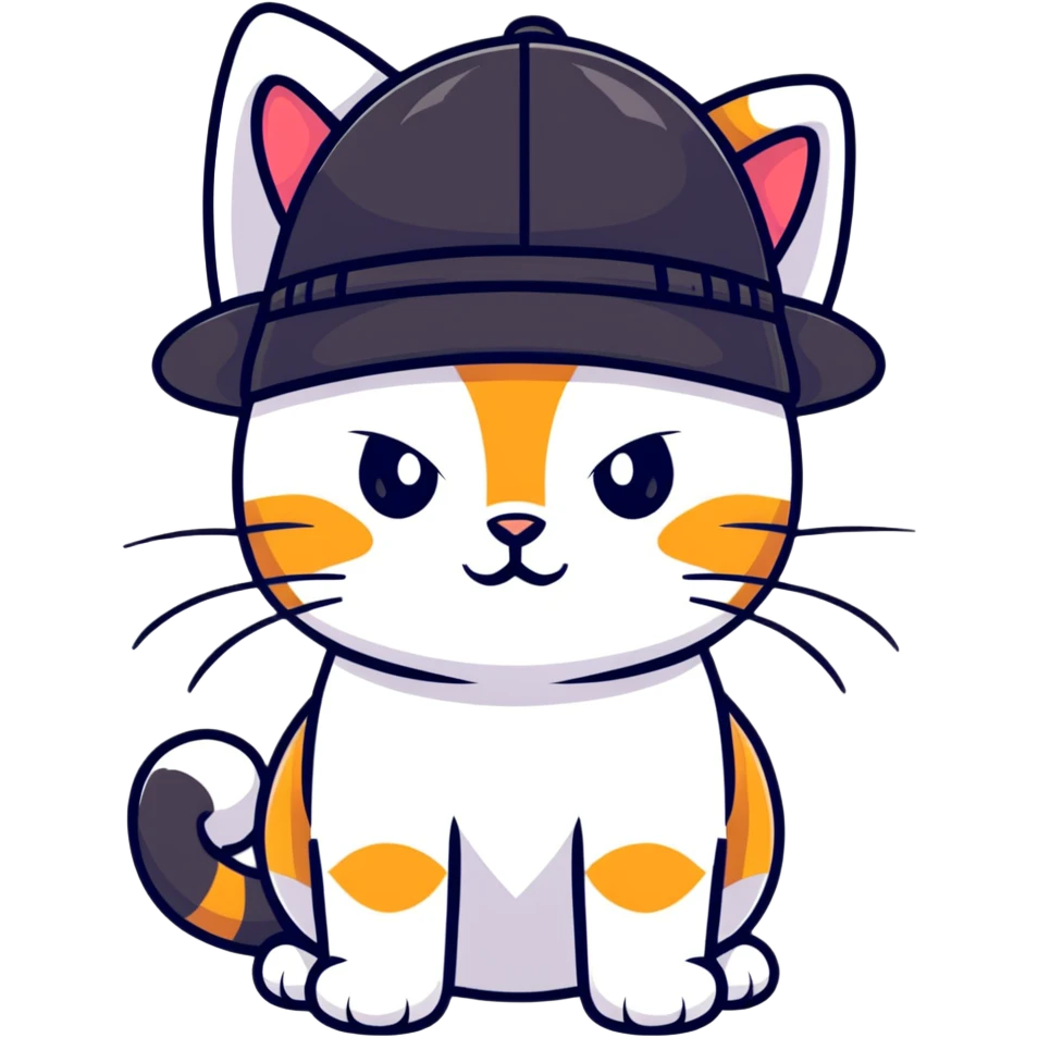 Rainbow cat with a hat  emoji