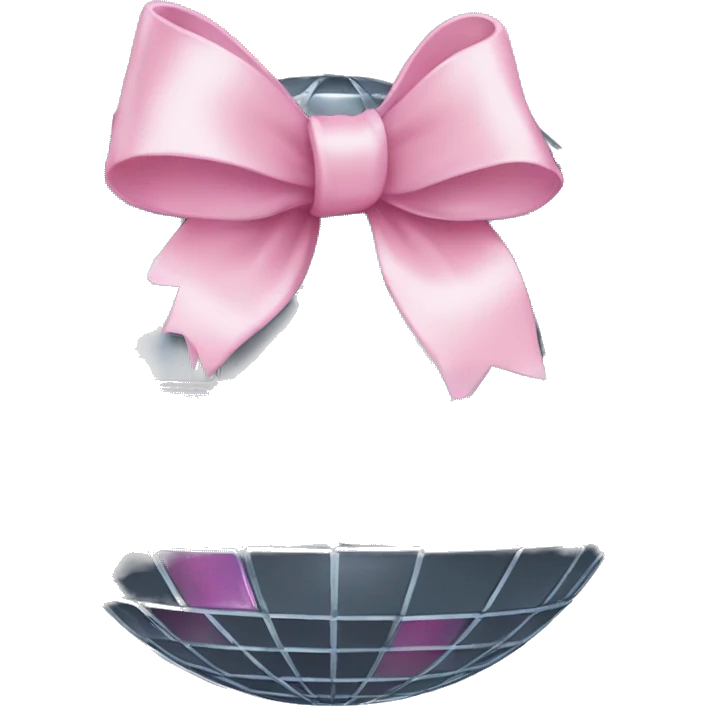 Disco ball with light pink bow emoji