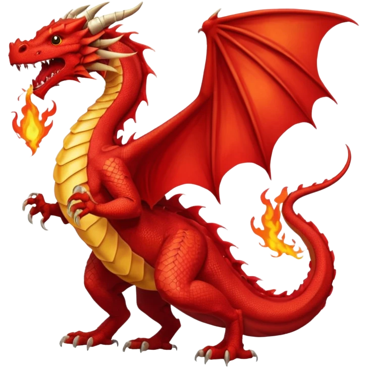 Red dragon with fire full emoji