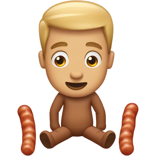 Robby with sausage by legs emoji