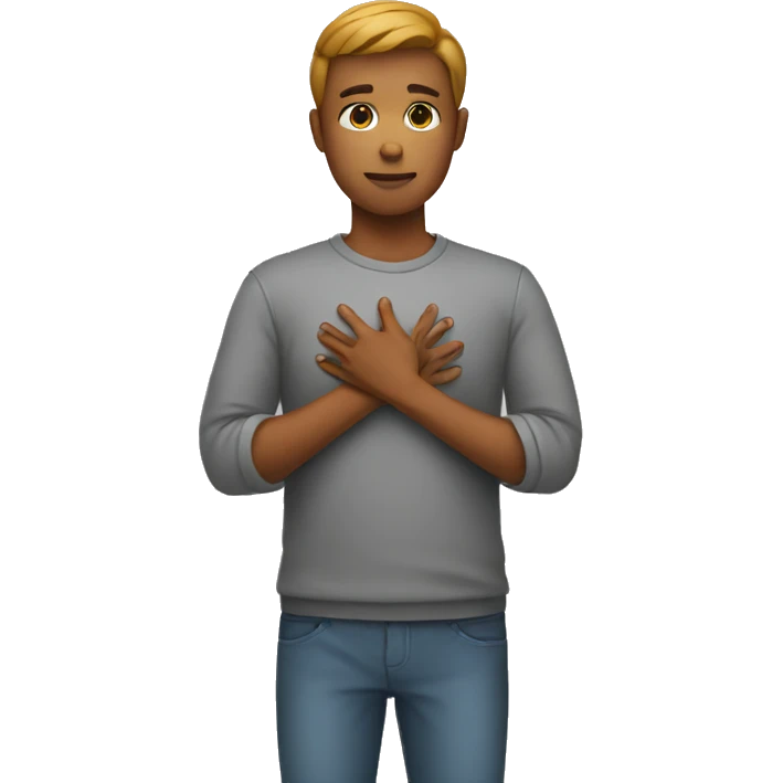 person with hands on chest emoji