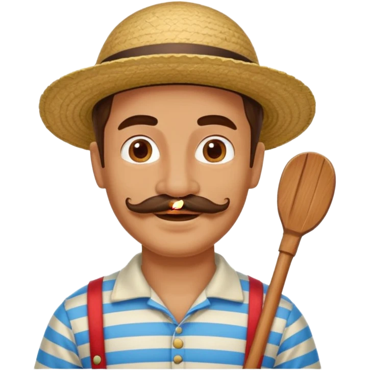 venetian gondolier with mustache, no rows, romantic guy emoji