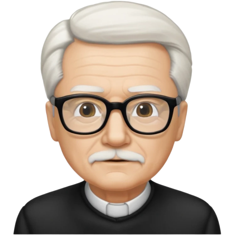 An elderly man with neatly combed white hair swept back and wears black rectangular glasses emoji