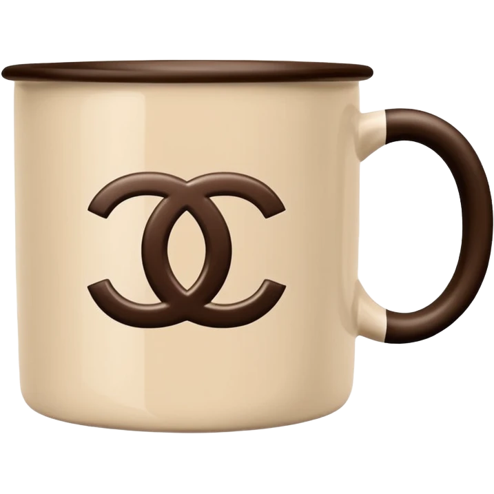 Chanel logo mug beige and dark brown emoji