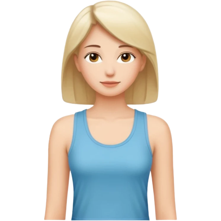 Adult woman, wearing a sleeveless tank top, relaxed posture
 emoji