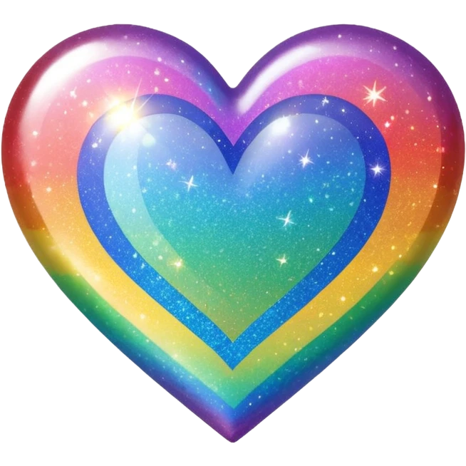 glitter heart with rainbow gradient emoji