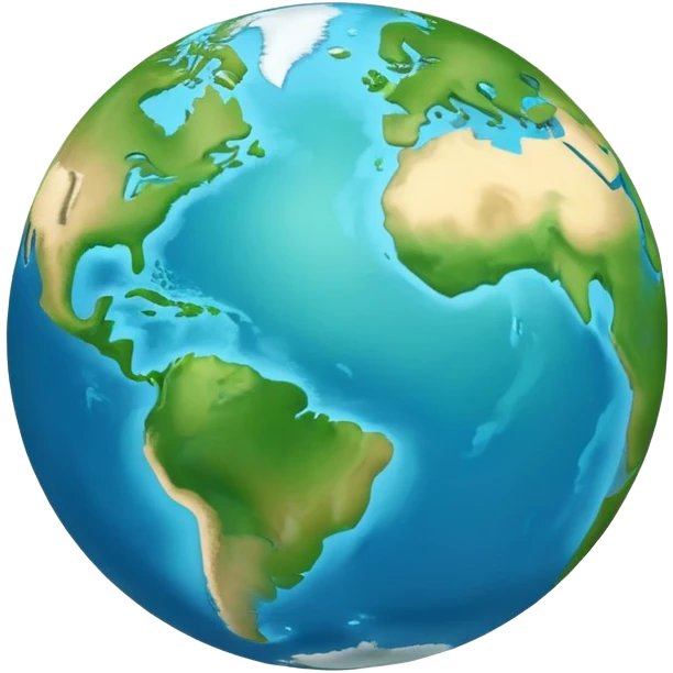 Earth globe with green continents clearly shaped to form the number 812 against blue oceans, iOS emoji style emoji