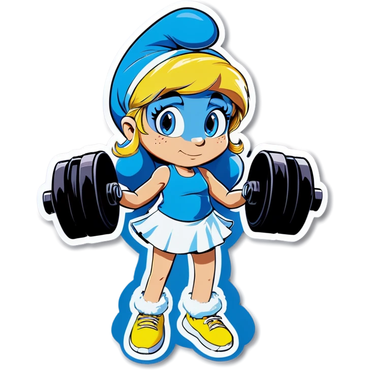 Smurfette in the gym emoji