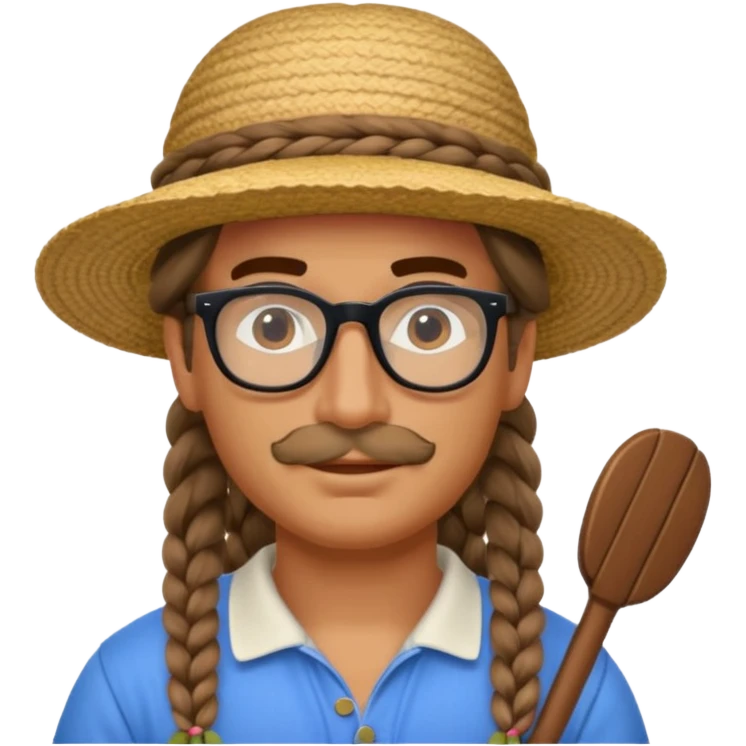 venice gondolier with long braided hair, iconic hat, normal glassess  emoji