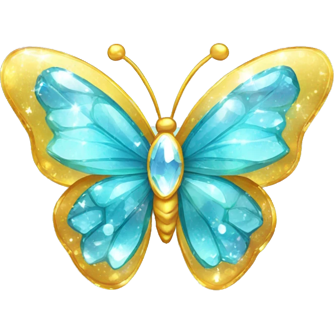 Shiny sparkly glass crystal butterfly emoji