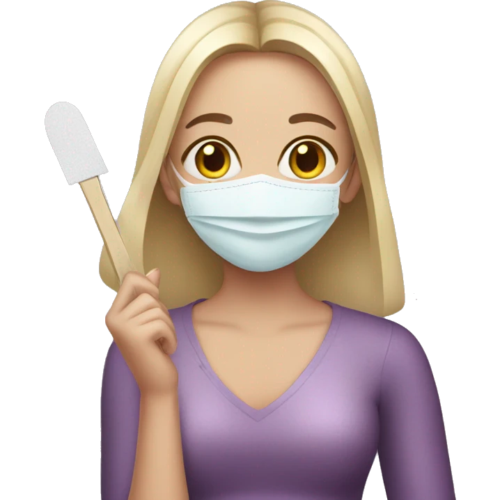 girl in mask with nail file in hands emoji