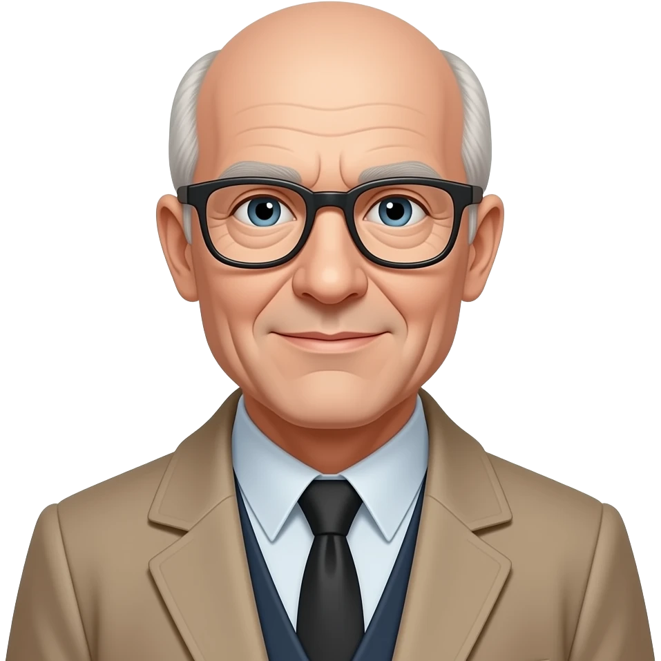 old man with no hairs wear coat and tie and wear eyeglassses emoji