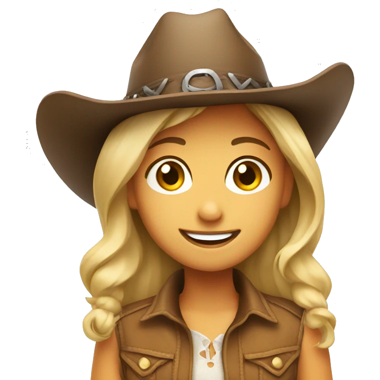 smiling girl in cowboy hat emoji