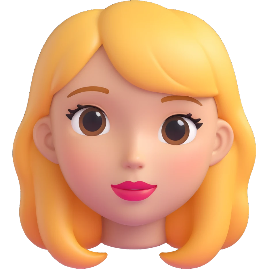 adorable girl face emoji, gentle blush, shiny lips, clean look emoji