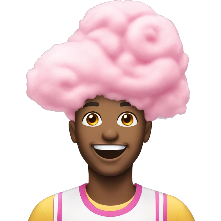 Smiling cotton candy shilling emoji