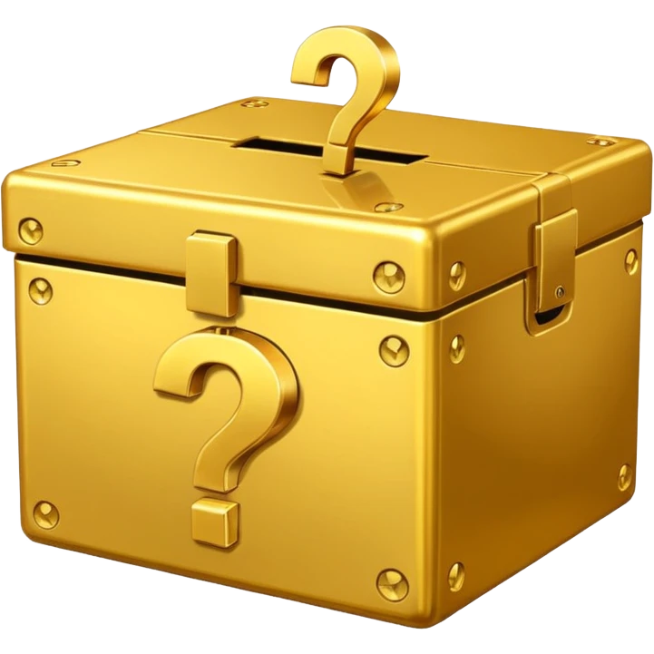 сгенерируй смайл loot box в стили классических смайлов с вопросом 
золотой, не деревянный, а металический emoji