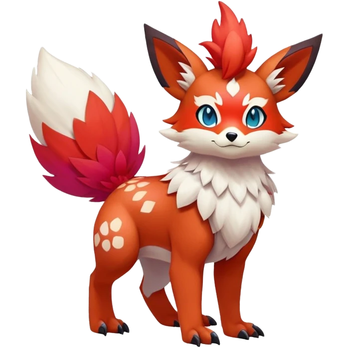 Falvie-Fionbri-fantasy-creature-Fakémon-Pokémon, full body, with markings emoji