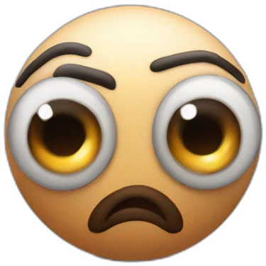 3d sphere with a cartoon Zoglin skin texture with big thoughtful eyes emoji