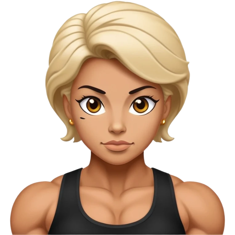 Muscle woman with black wool roll emoji