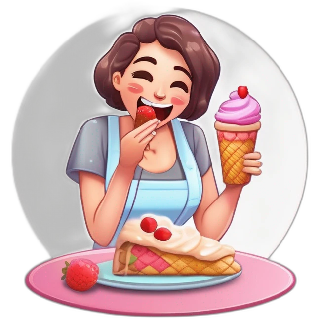 Mujer comiendo helado emoji