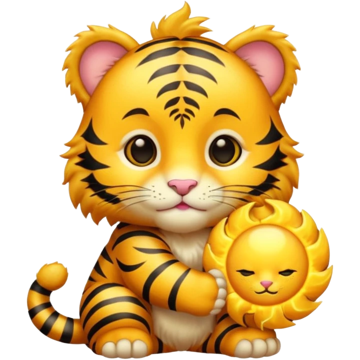 Baby Gold tiger holding a sun ☀️🐯 emoji