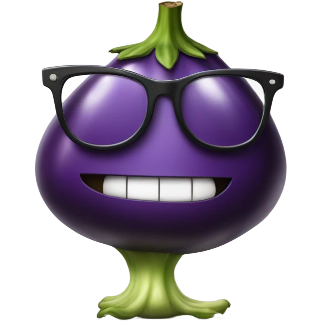 Eggplant with glasses and legs emoji