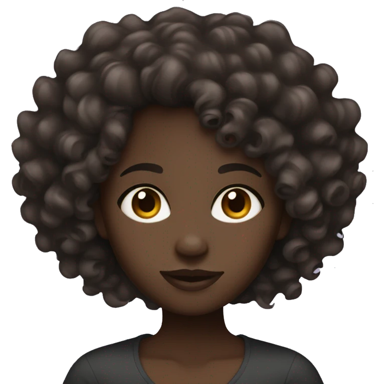 Dark skin black girl with curly dark brown hair  emoji