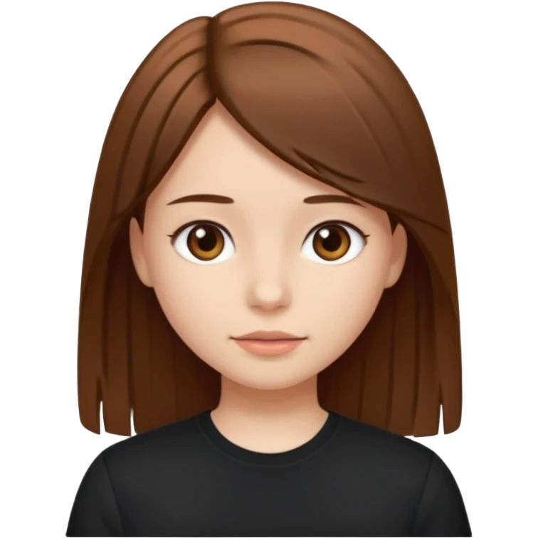 Brown hair girls with straight hair black shirt  emoji