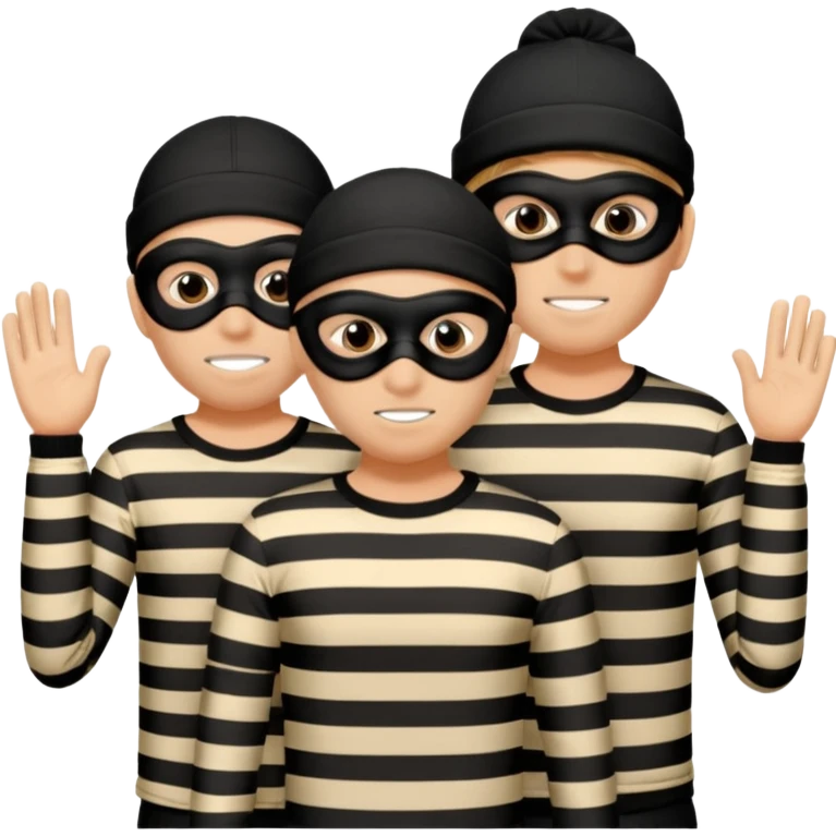 A 3 theif robbers emoji,Stripped shirt,eye mask, black head. emoji