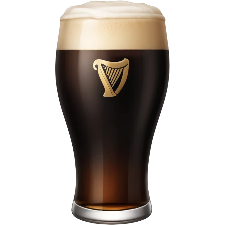 a pint of Guinness beer, dark stout in a classic pint glass with creamy head emoji