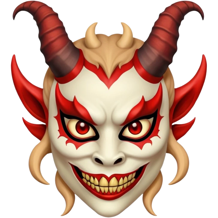 woman wearing a scary demon mask with horns emoji