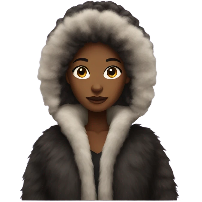 Black girl with fur coat emoji