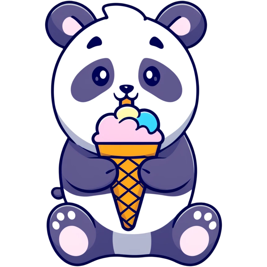 Panda eating ice created  emoji