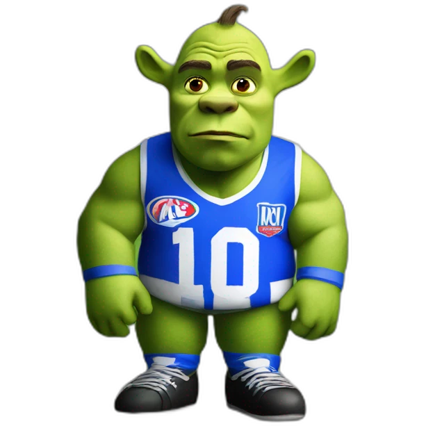 shrek wearing a north melbourne AFL jersey emoji