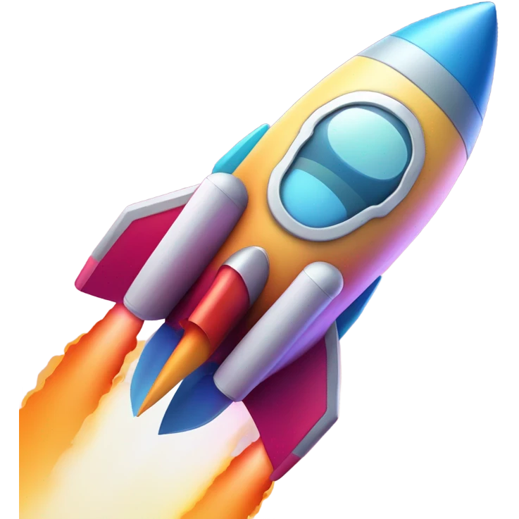 Modern 3d rocket with gradient emoji
