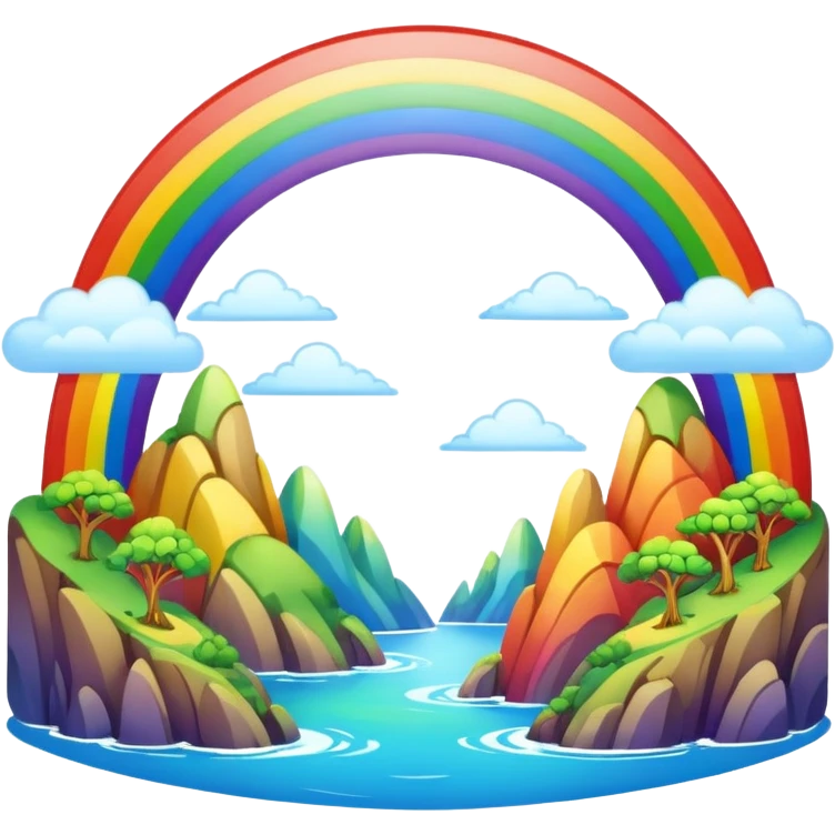 Rainbow Bridge – Arched rainbow connecting flying islands. emoji