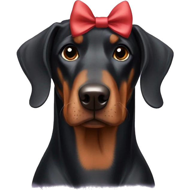 Doberman wearing a bow emoji