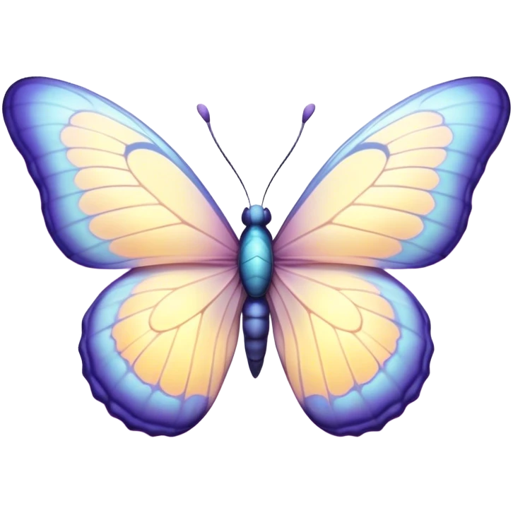 Beautiful and Majestic Butterfly Portrait Emoji, Head and body rendered in serene repose with a gentle, content smile, showcasing a delicately patterned form with softly shimmering wings and eyes peacefully closed in tranquil repose, Simplified yet exquisitely endearing features, highly detailed, glowing with a soft, drowsy pastel light, high shine, relaxed and utterly noble, stylized with an air of timeless natural beauty, soft glowing outline, capturing the essence of a majestic butterfly that embodies the pure enchantment of nature! emoji