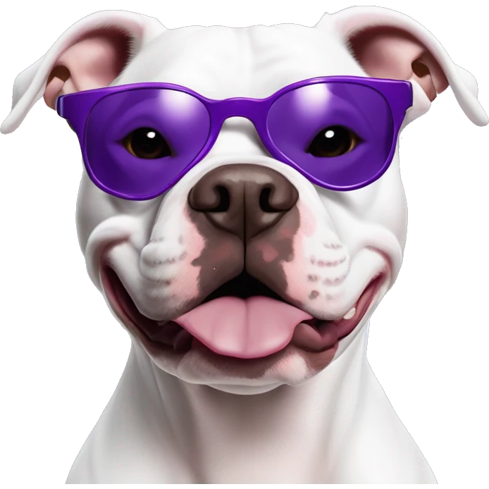 cachorro pitbull raivoso usando oculos oakley juliet roxo emoji