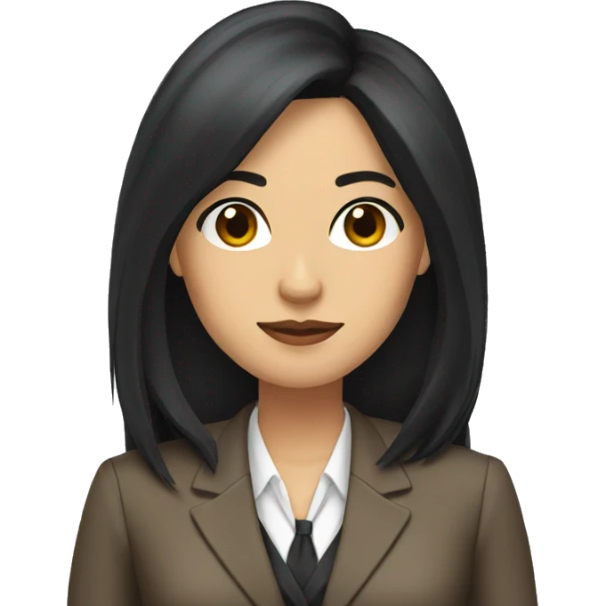Female defense attorney with long black hair with brown suit emoji