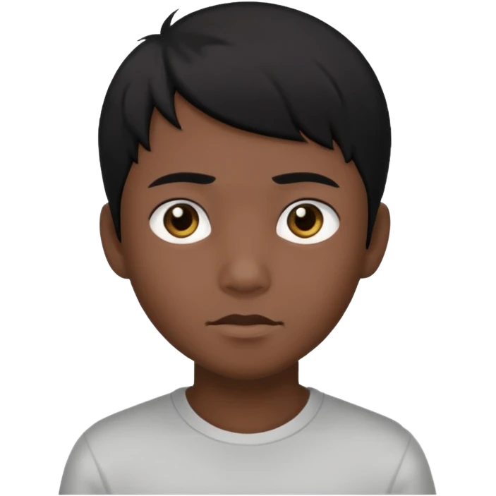 Dark Asian boy with black hair black eyes emoji