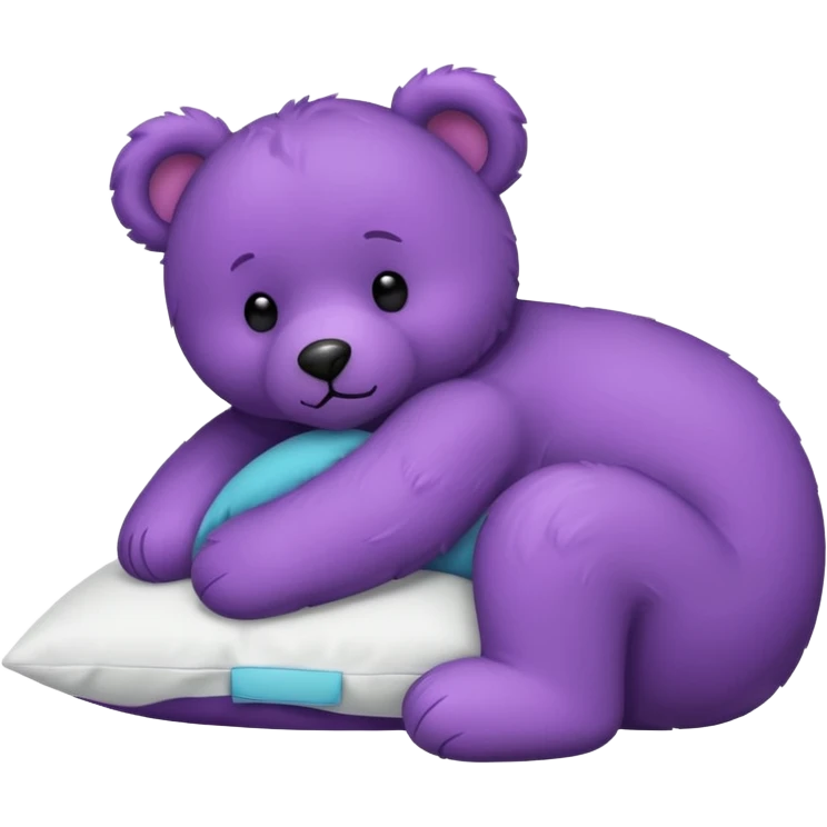 Purple teddy bear sleeping on a white pillow  emoji