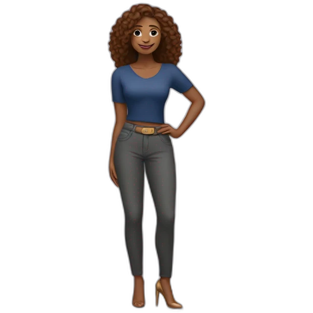 Illustrate a confidence with a woman's hand gracefully placed on her hip, radiating empowerment and style. emoji