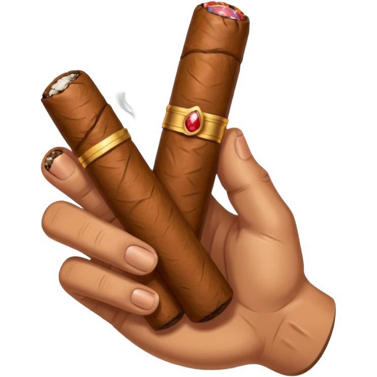 a hand holding a cigar emoji